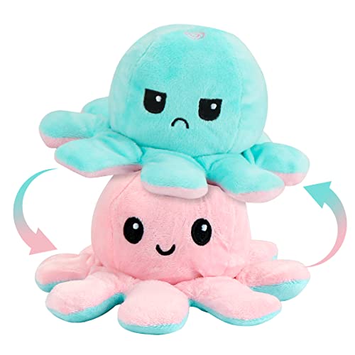 Zaloife Octopus Plüschtiere, Reversible Octopus Plush zum Wenden, Doppelseitige Flip Kuscheltier Octopus, Stofftier Octopus Spielzeug...