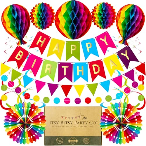 Premium Wiederverwendbare Geburtstagsdeko - Party Deko, Geburtstag & Party Zubehör - Happy Birthday Girlande, Wimpelkette Geburtstag,...